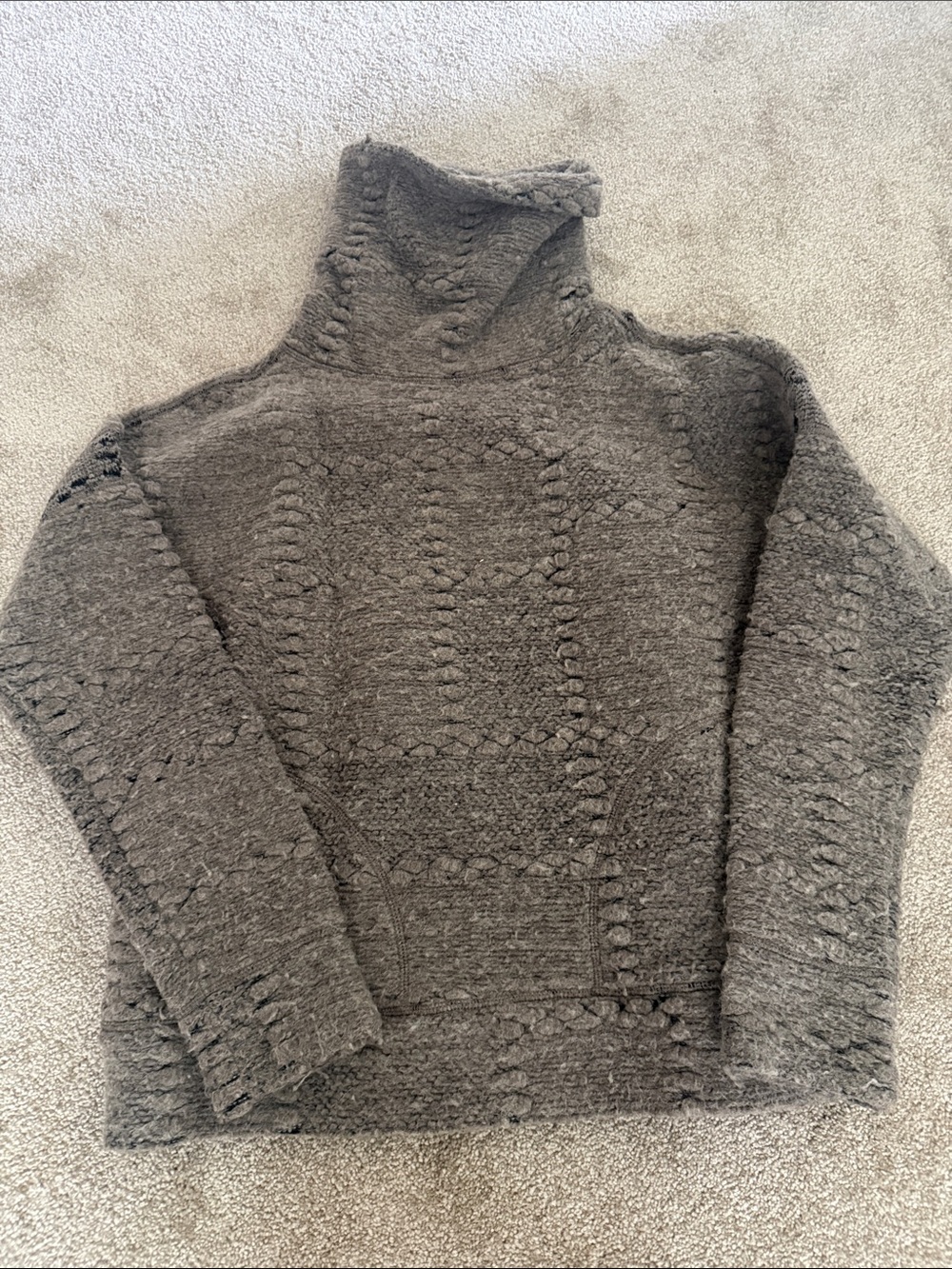 Prana Charcoal Turtleneck Patch-Knit Sweater